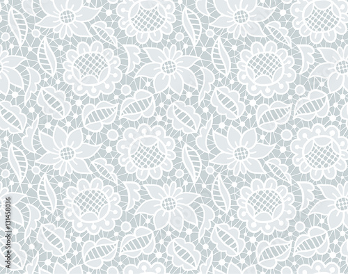 White floral lace vintage ornament seamless pattern