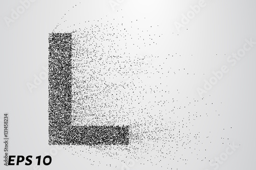Letter L from the particles. The letter L consists of circles and points. Vector illustration