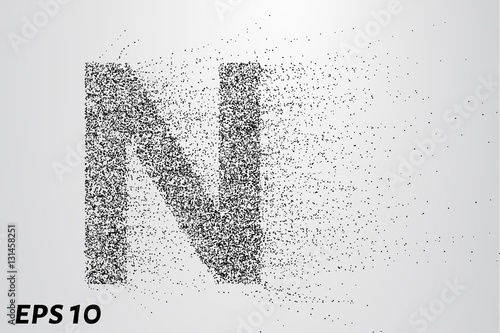 Letter N from the particles. The letter N consists of circles and points. Vector illustration