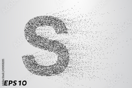 Letter S from the particles. The letter S consists of circles and points. Vector illustration