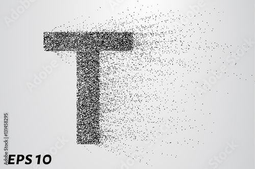 Letter T from the particles. The letter T consists of circles and points. Vector illustration
