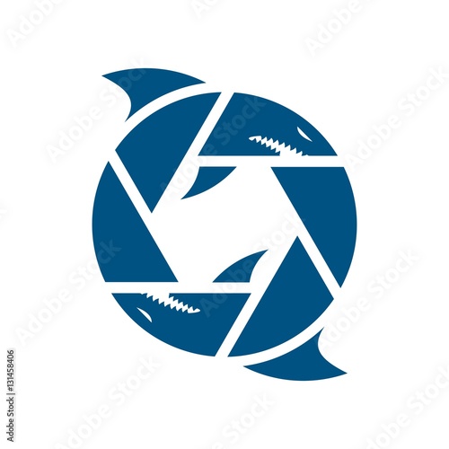 photography logo. shark head as symbol of photography. logo vector.