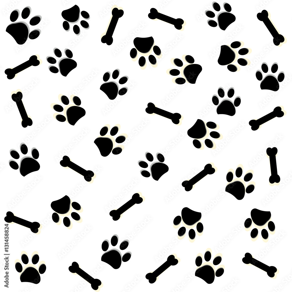 Paw prints and bone pattern Paw prints and bone pattern