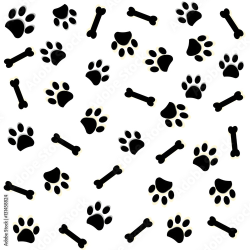 Fototapeta Naklejka Na Ścianę i Meble -  Paw prints and bone pattern