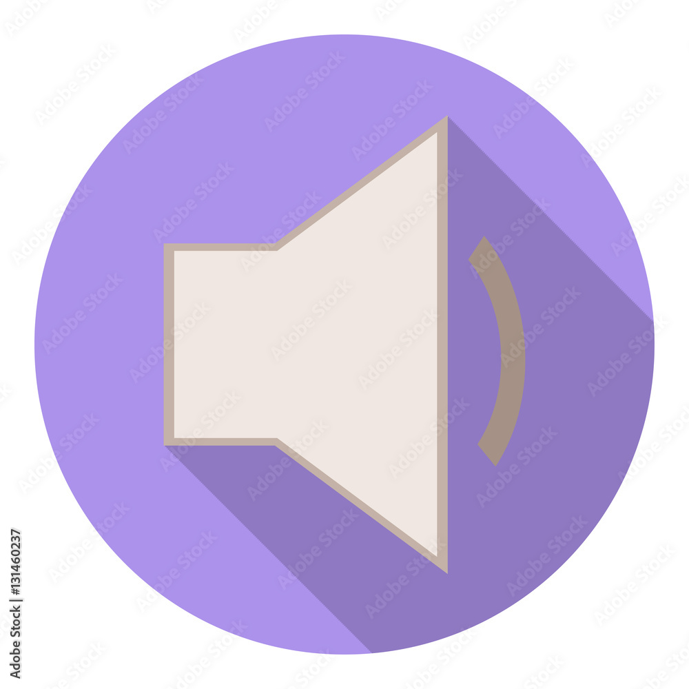 Audio Speaker Volume long shadow flat icon.
