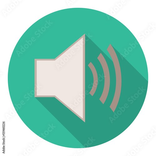 Audio Speaker Volume long shadow flat icon.