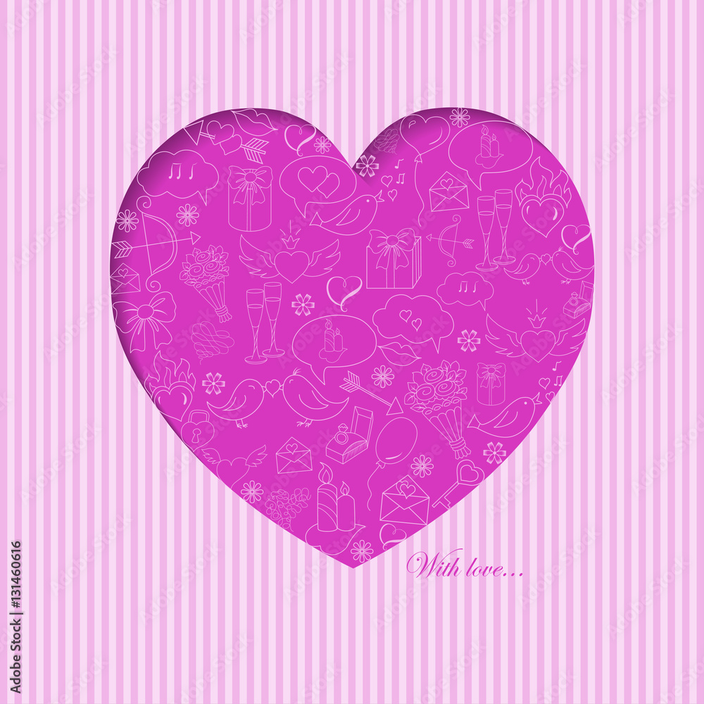Card with hand drawn love doodles objects Card with hand drawn love doodles objects