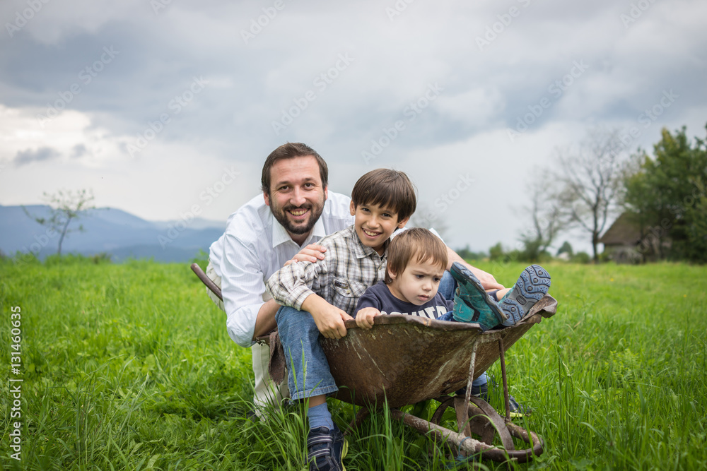Happy kids in nature enjoying Happy kids in nature enjoying