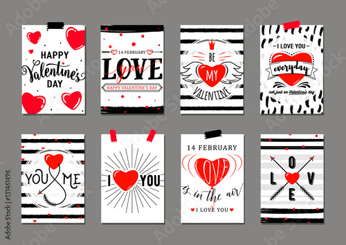 Vector illustration of valentines day greeting card templates