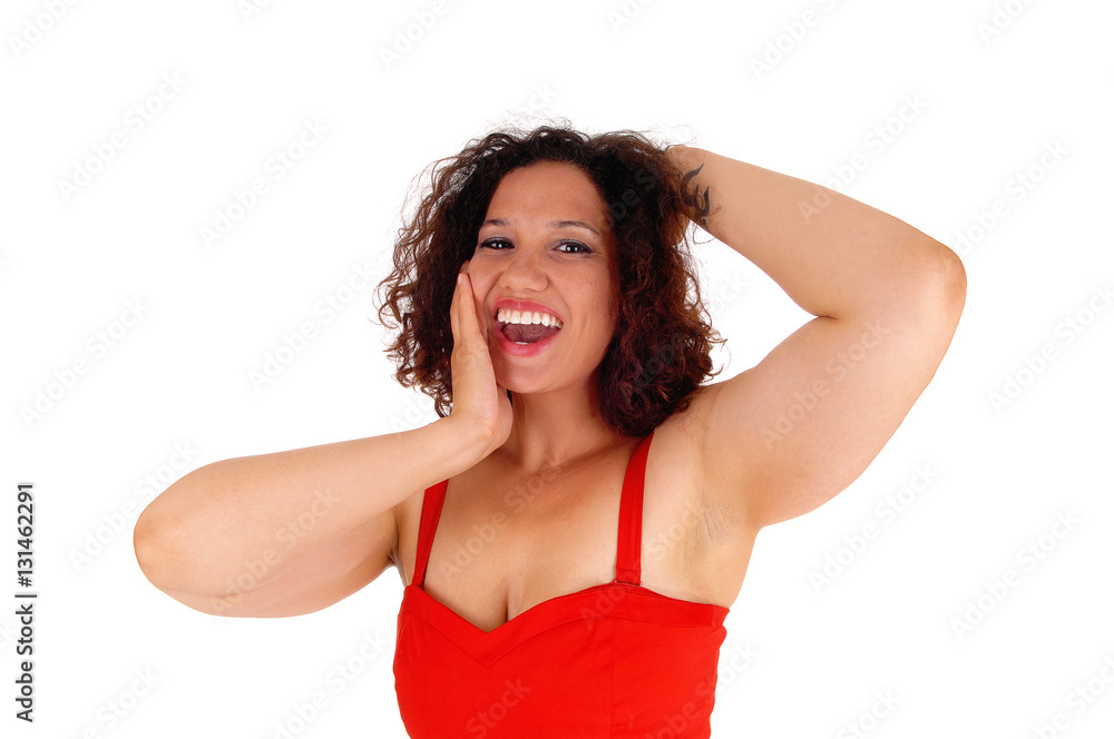 Pretty girl having much fun.