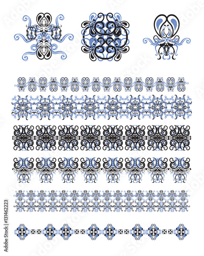 Canvas Print Vector set of line and art frames