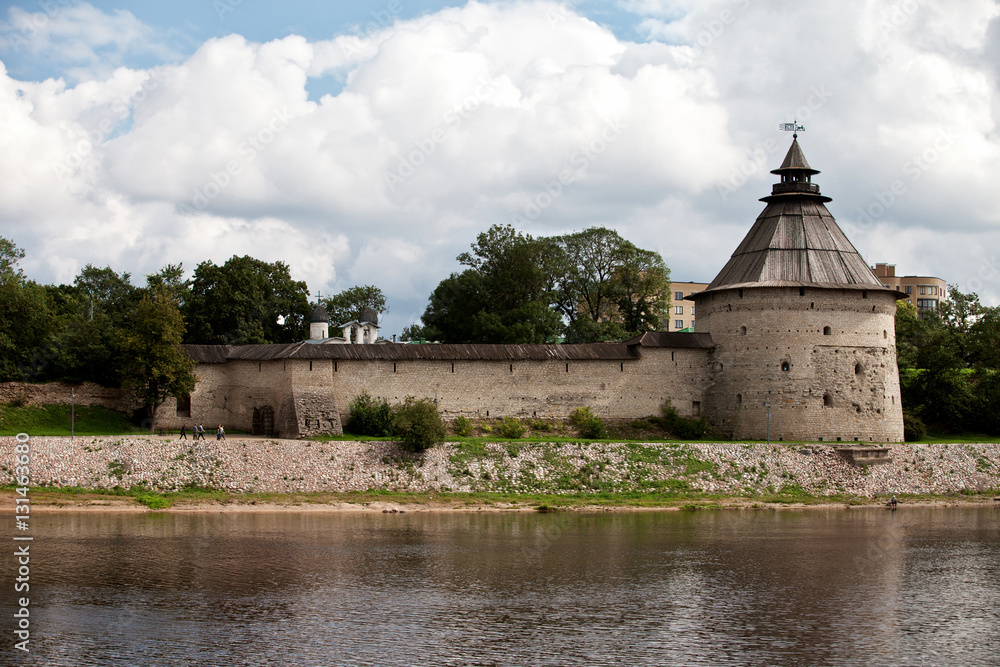 View of Pokrovskaya tower of fortress of Pskov