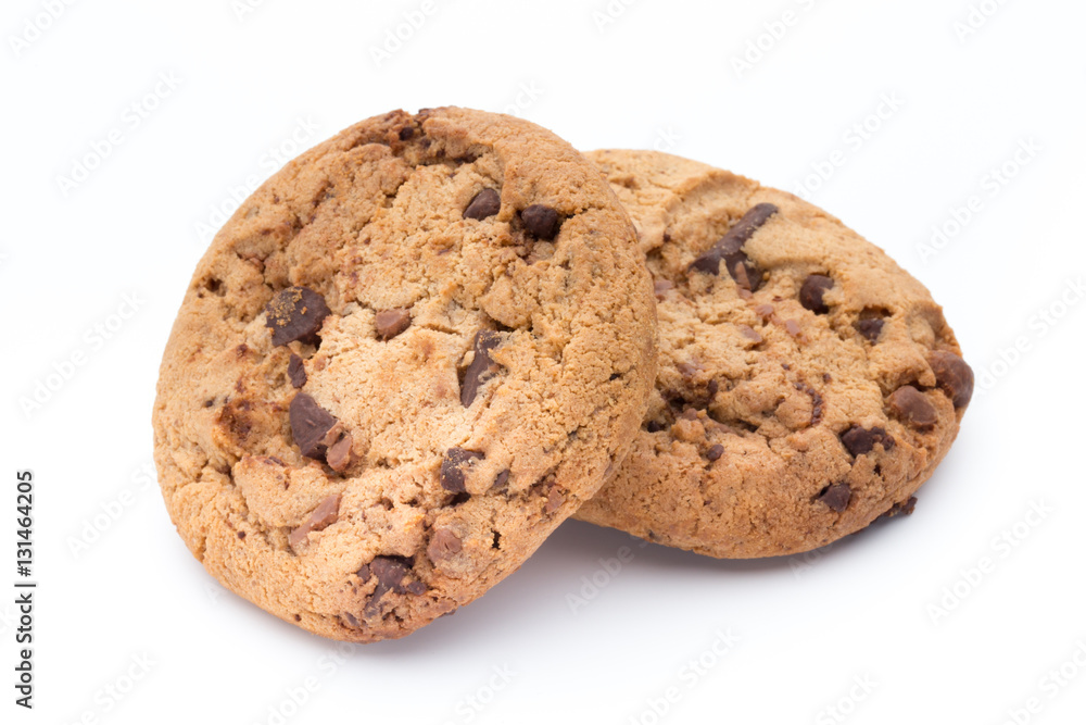 Chocolate chip cookies isolated on white background. Chocolate chip cookies isolated on white background.