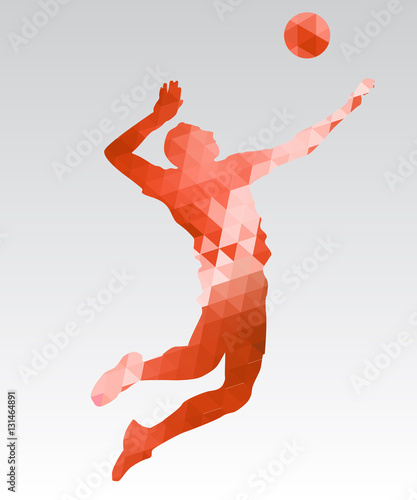 Illustration of abstract triangle volleyball player silhouette