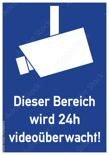 vss26 VideoSurveillanceSign vss - ks163 Kombi-Schild - Hinweis Zeichen Piktogramm - Dieser Bereich wird 24h videoüberwacht - DIN A1 A2 A3 A4 Poster XXL - blau g4843