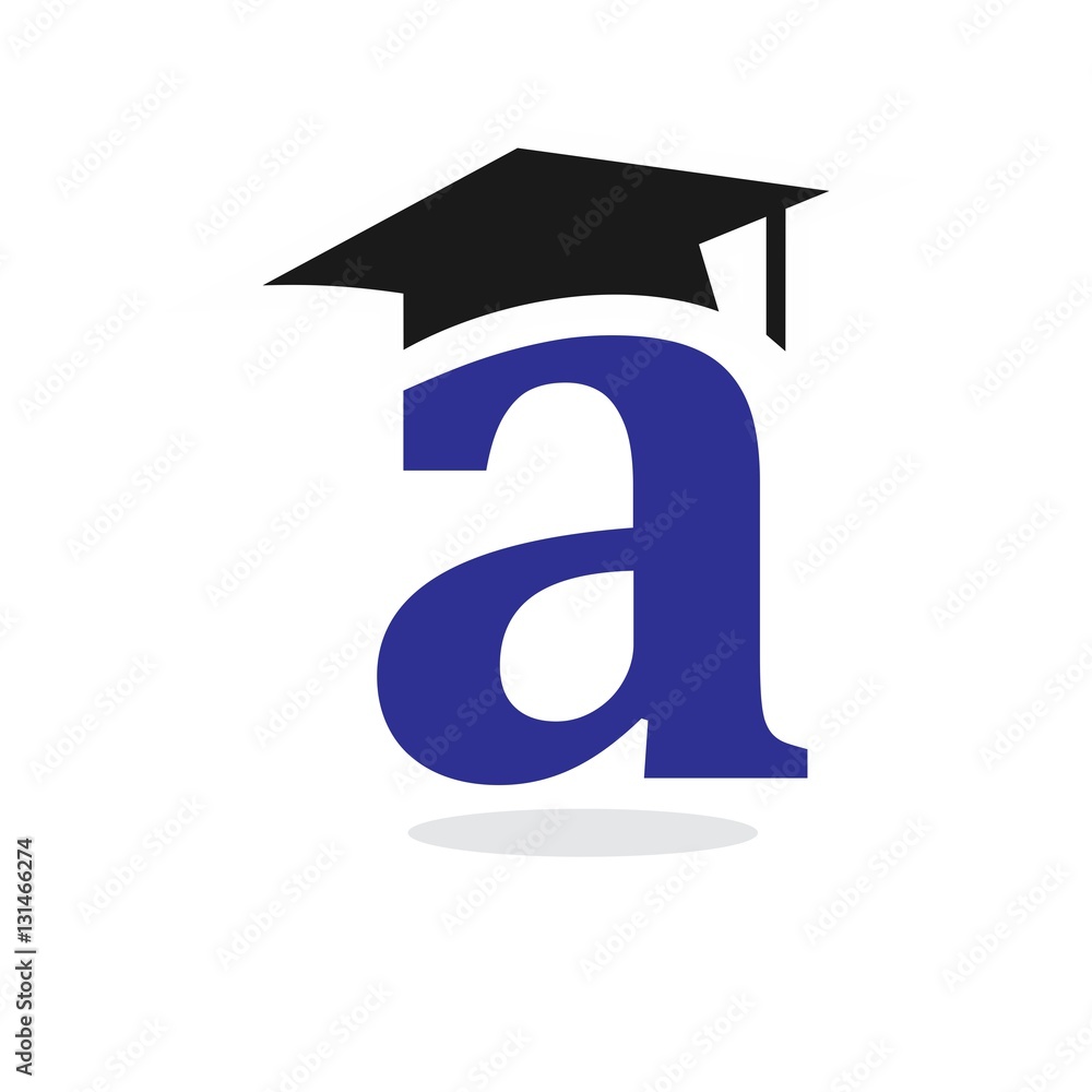 letter a with graduation cap logo vector. Stock Vector | Adobe Stock