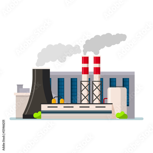 Factory building icon vector flat style. Manufacturing buildings.