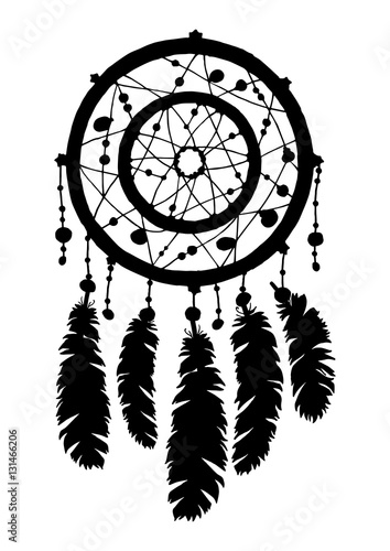 Dream catcher silhouette in black color isolated on white background