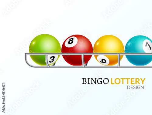 Lottery balls number. Lottery game gamble luck template poster design. Lotto background