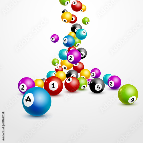 Bingo lottery balls numbers background. Lottery game balls. Lotto winner. Falling balls template