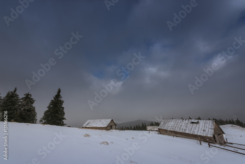 Wooden house in the mountains.