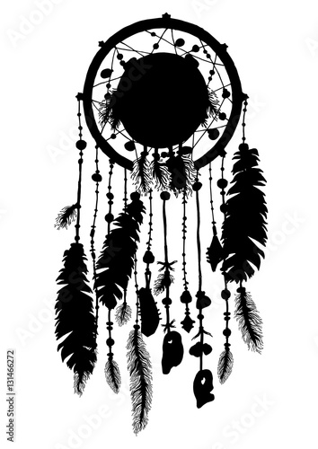 Dream catcher silhouette in black color on white background