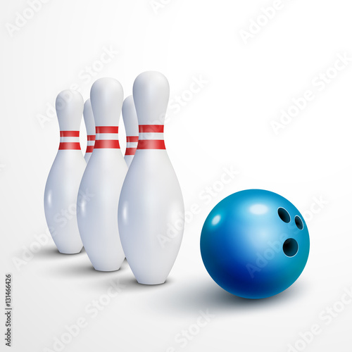 Bowling realistic illustration background. Bowling game leisure concept