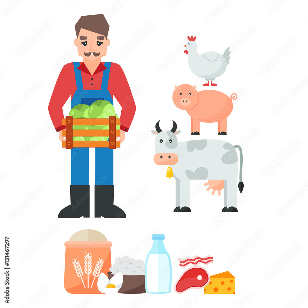 Naklejka premium Organic farm vector illustration.