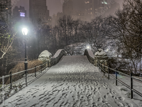 Carta da parati Gapstow bridge Central Park, New York City at night
