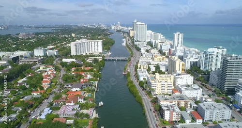 Stock video of Miami Beach populated condominium buildings photo