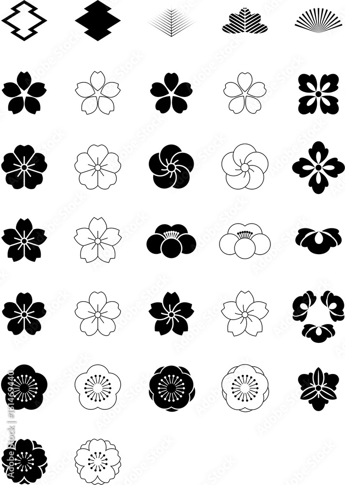 和風アイコン 松 竹 梅 菖蒲 Stock Vector Adobe Stock