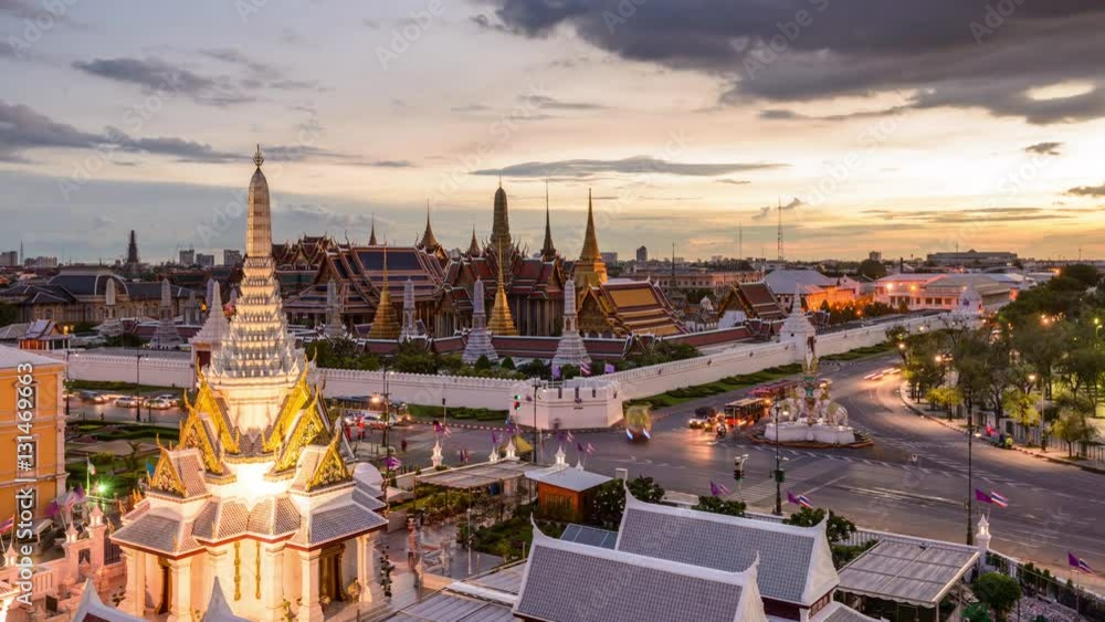Bangkok, Thailand skyline at the Grand Palace.