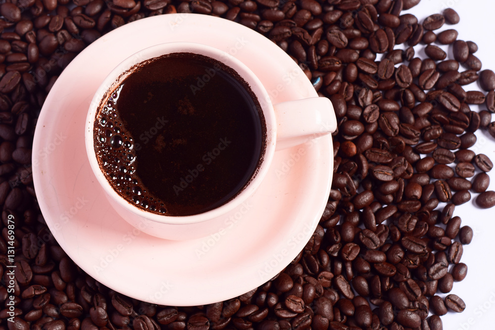 Coffee cup and beans Coffee cup and beans