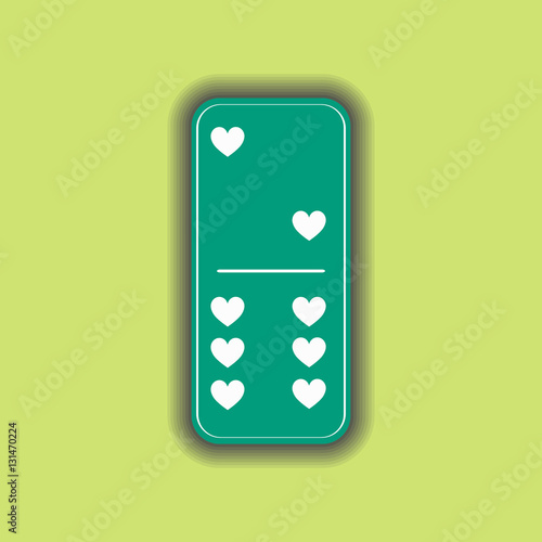 Domino heart. two and six on the isolated background