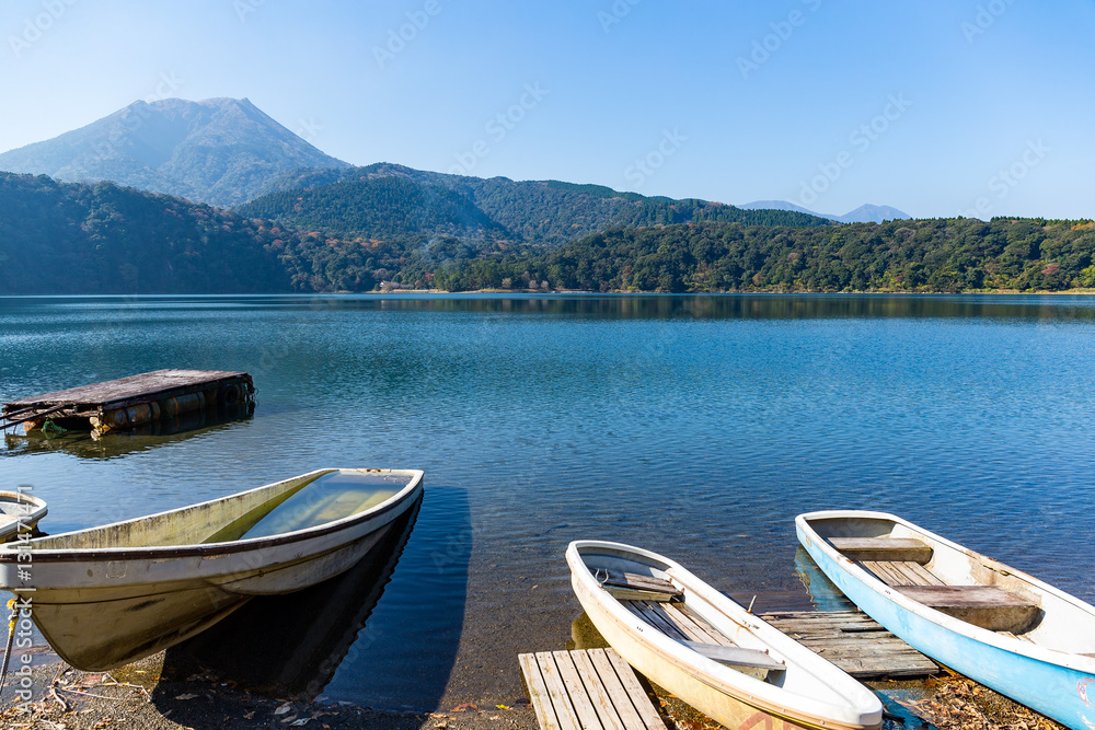 Mount Kirishima with lake