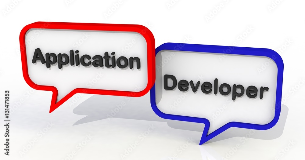 Application Developer, message on speech bubble, 3D rendering