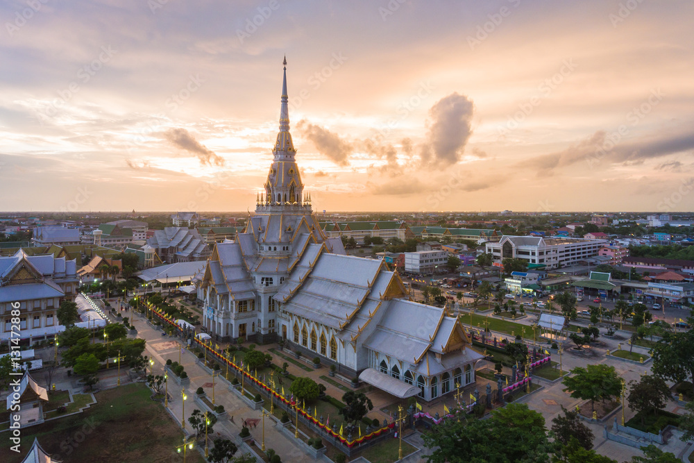 Wat Sothon Wasaram Worawihan at sunset ,Thailand