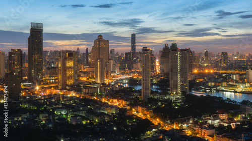 Bangkok city and sunrise ,Thailand