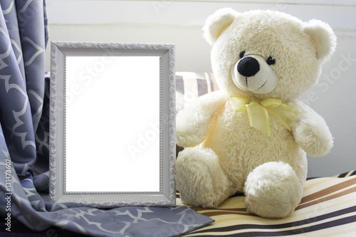 Teddy Bear  sitting alone with copy space for texture