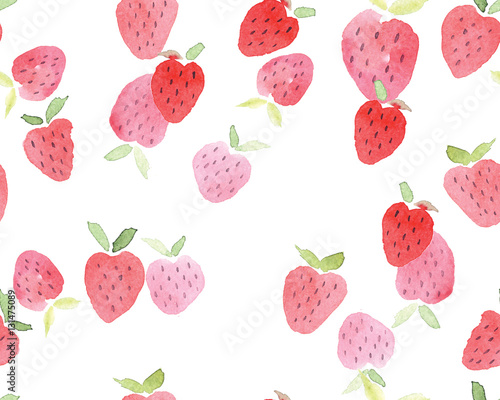 Seamless abstract watercolor hand drawn beautiful strawberry