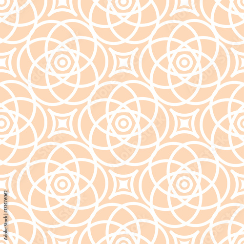 Abstract vector seamless lace pattern. Duotone graphic beige and white ornament. Geometric arabesque floral ornament.