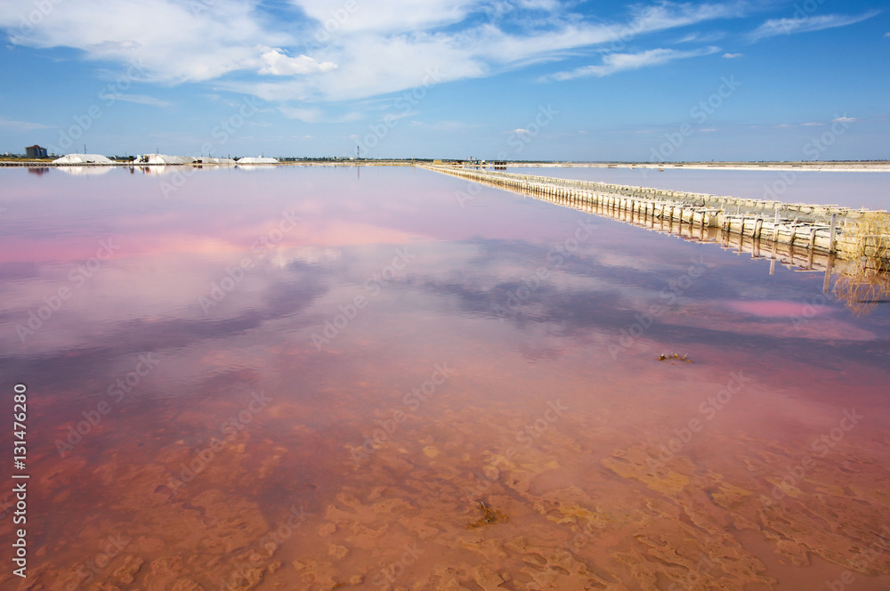 Pink salt lake