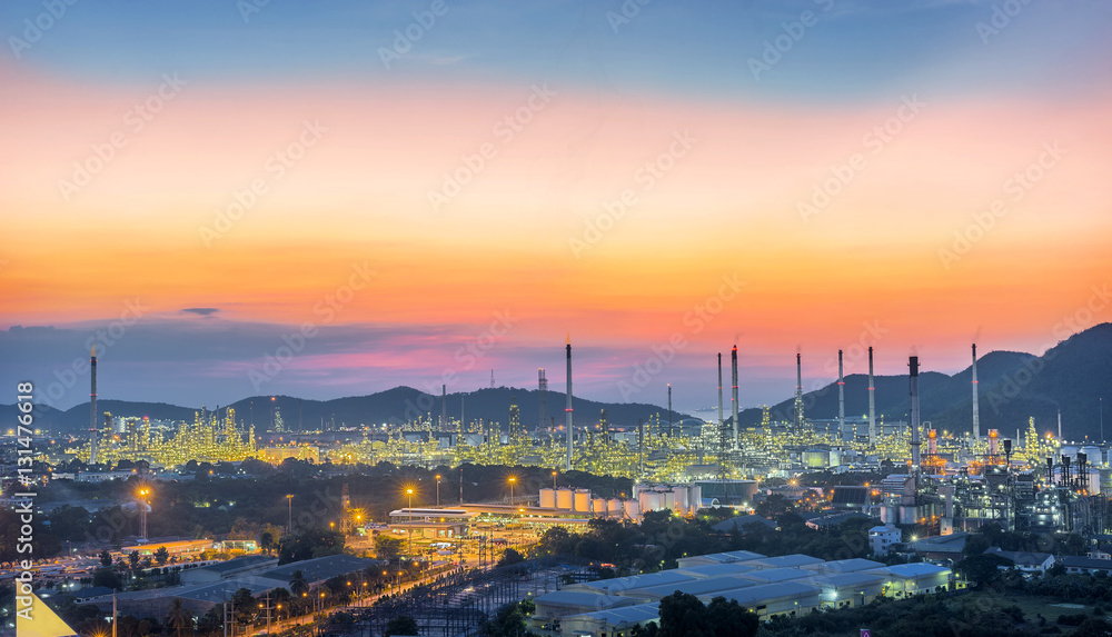 Oil refinery industry at Hightlight of Sunset scenery