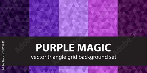 Triangle pattern set "Purple Magic". Vector geometric background