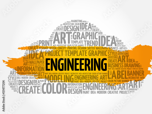 Engineering word cloud, creative business concept background