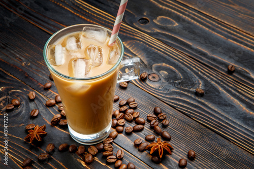 Fotografija Iced coffee or latte in glass cup