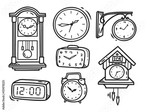 set of clock doodle