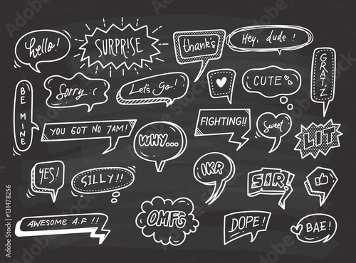 set of banner doodle isolated on white background