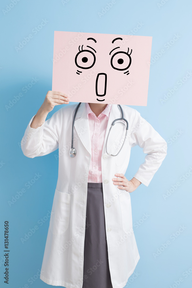 woman doctor show surprise billboard woman doctor show surprise billboard