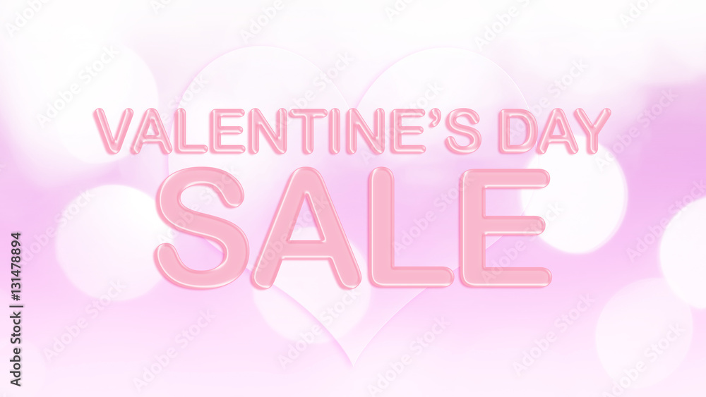 VALENTINE DAY SALE jelly word on large white pink bokeh backgrou